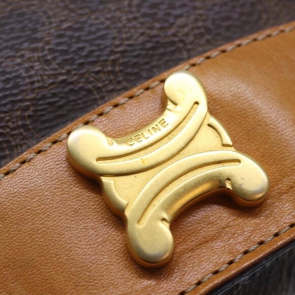 CELINE Macadam Canvas Hand Bag PVC Leather Brown Auth - Picture 11 of 16